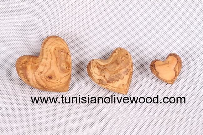 Tunisian Olive Wood Carved Heart