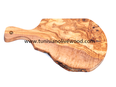 Olive Wood RusticOval Cutting Board with Unique Design Handle