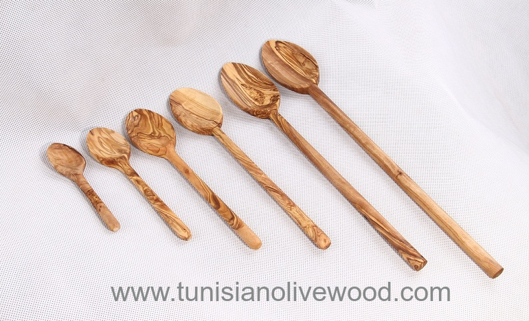 Tunsian olive wood Spoons with Round handles