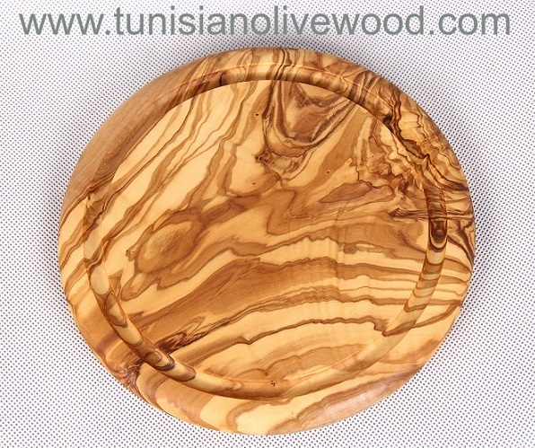 Round Olive Wood Cutting Boards with Groove
