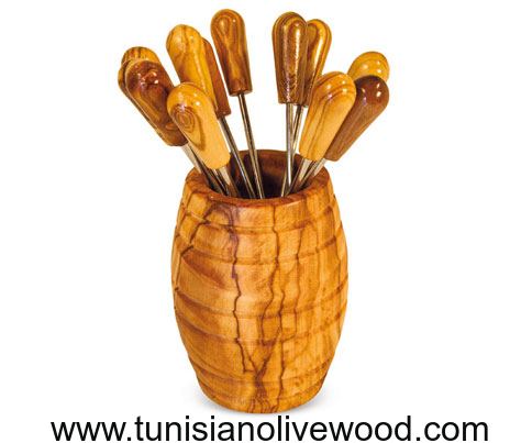 olive wood toothpick/fork holder Pot