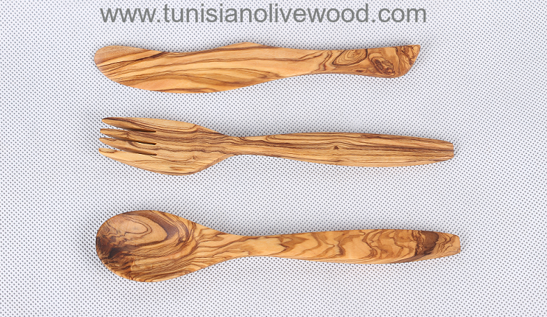 olivewood Flatware Fork Knife and Spoon -20cm